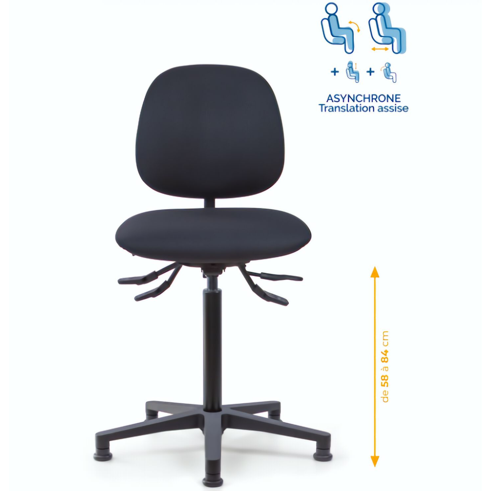 chaise de caisse, siège de caisse avec repose pieds, chaise agent de caisse, chaise caissière, siège de caisse ergonomique, chaise en tissu de caisse, chaise supermarché, mobilier de bureau, Besançon