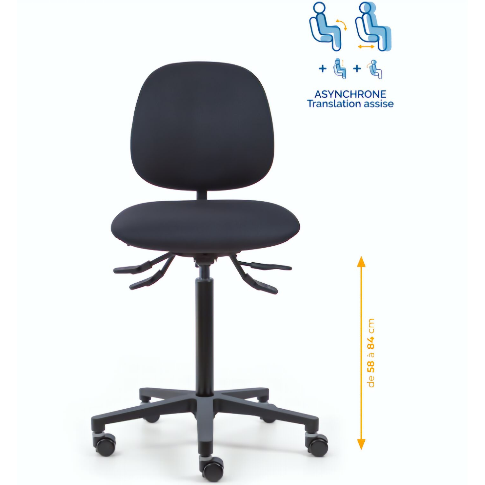 chaise de caisse, siège de caisse avec repose pieds, chaise agent de caisse, chaise caissière, siège de caisse ergonomique, chaise en tissu de caisse, chaise supermarché, mobilier de bureau, Besançon