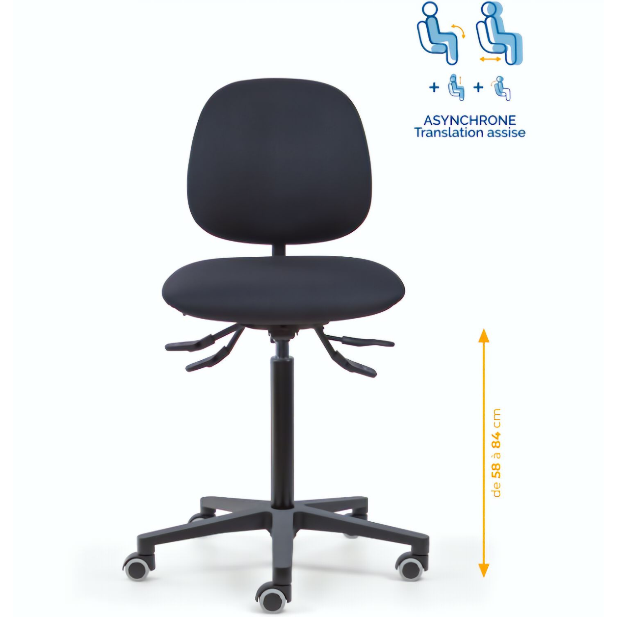 chaise de caisse, siège de caisse avec repose pieds, chaise agent de caisse, chaise caissière, siège de caisse ergonomique, chaise en tissu de caisse, chaise supermarché, mobilier de bureau, Besançon
