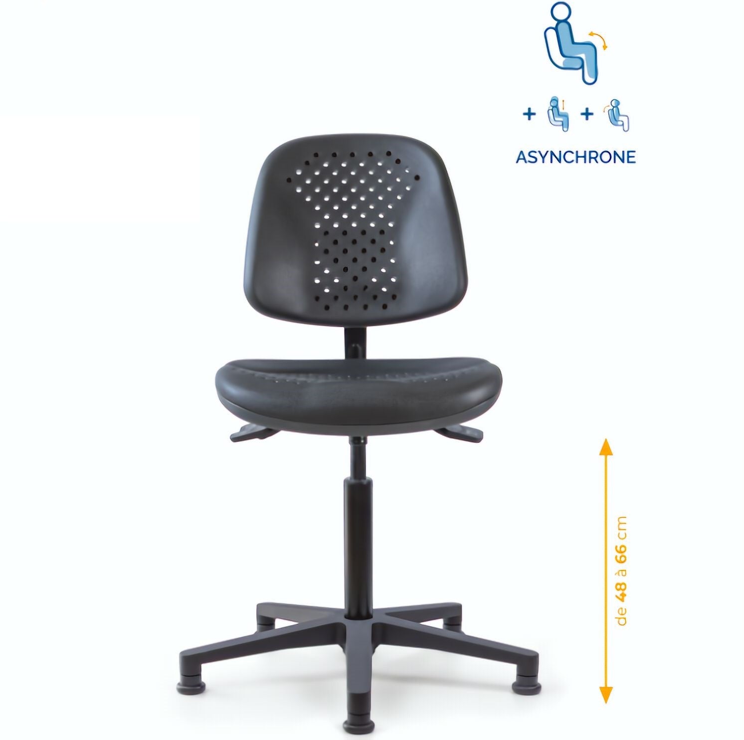 Chaise polyuréthane, Chaise atelier polyuréthane, chaise pour atelier polyuréthane, siège pour atelier, siège atelier polyuréthane, chaise polyuréthane perforé, siège microtechnique, chaise d'atelier pour industrie, chaise d'atelier esat, mobilier de bure
