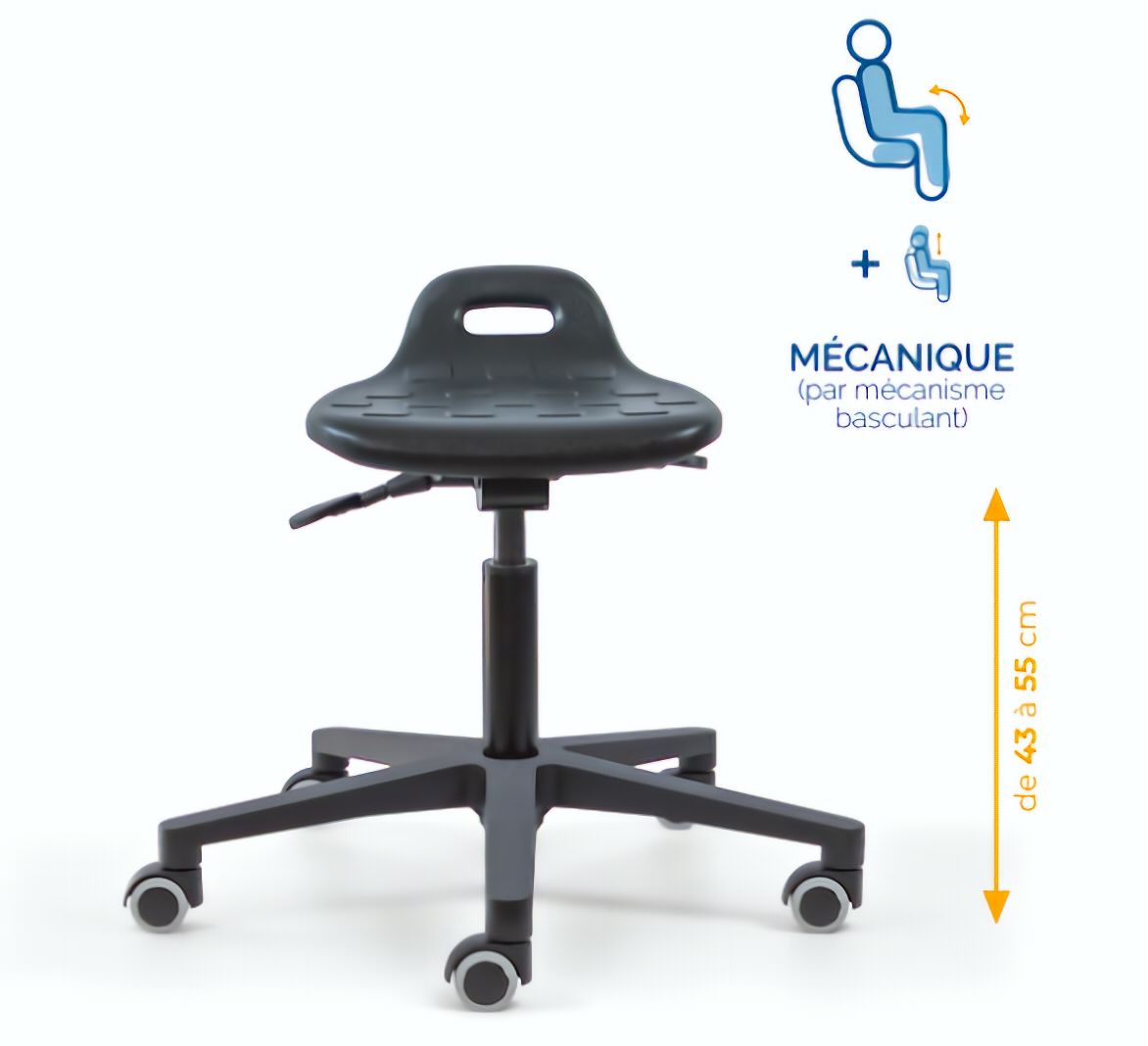 Assis-debout; chaise; chaise atelier; siège atelier