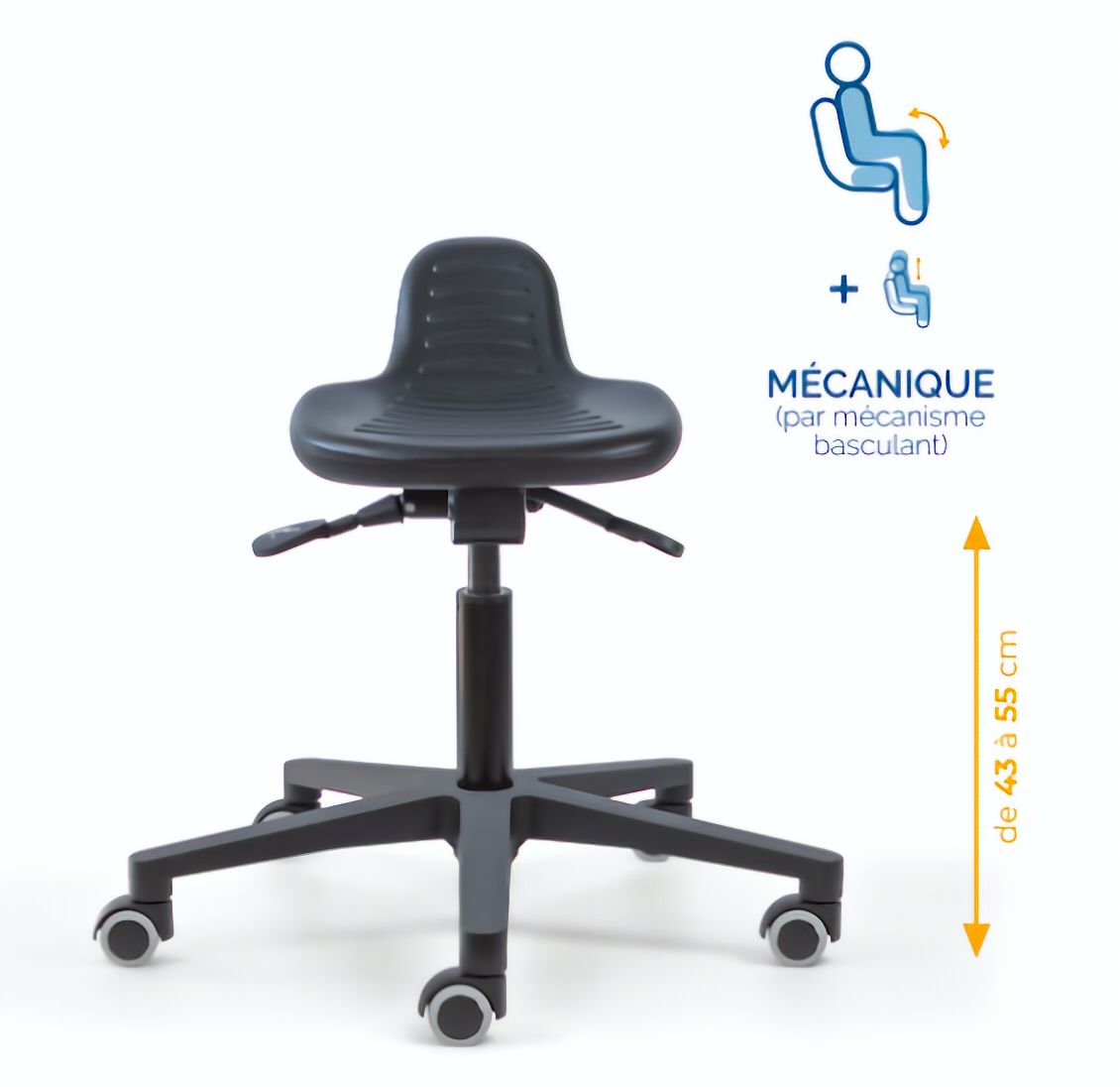 Assis-debout; chaise; chaise atelier; siège atelier