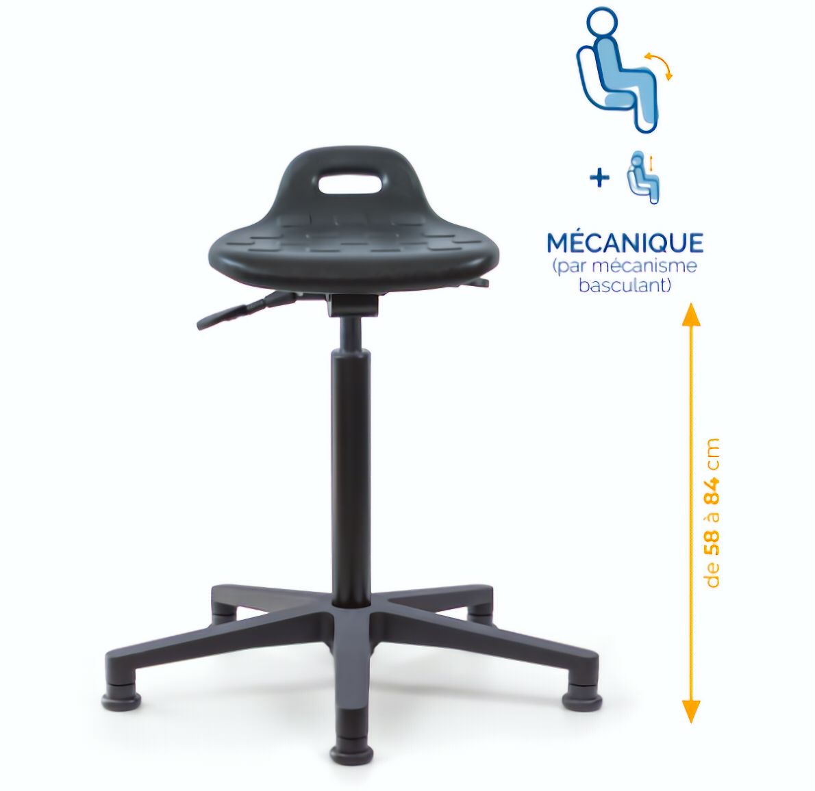 Assis-debout; chaise; chaise atelier; siège atelier