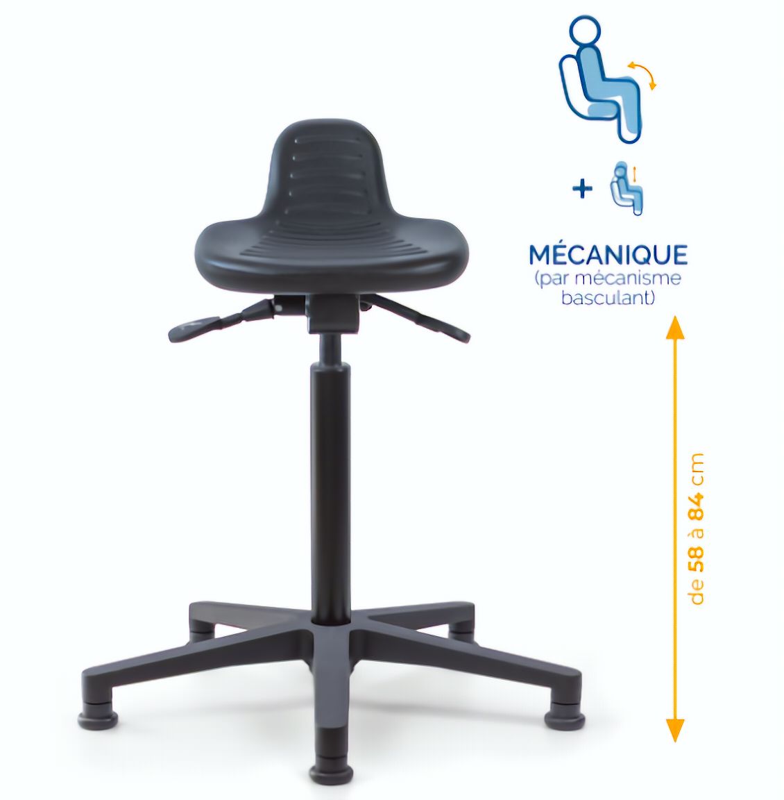 Assis-debout; chaise; chaise atelier; siège atelier