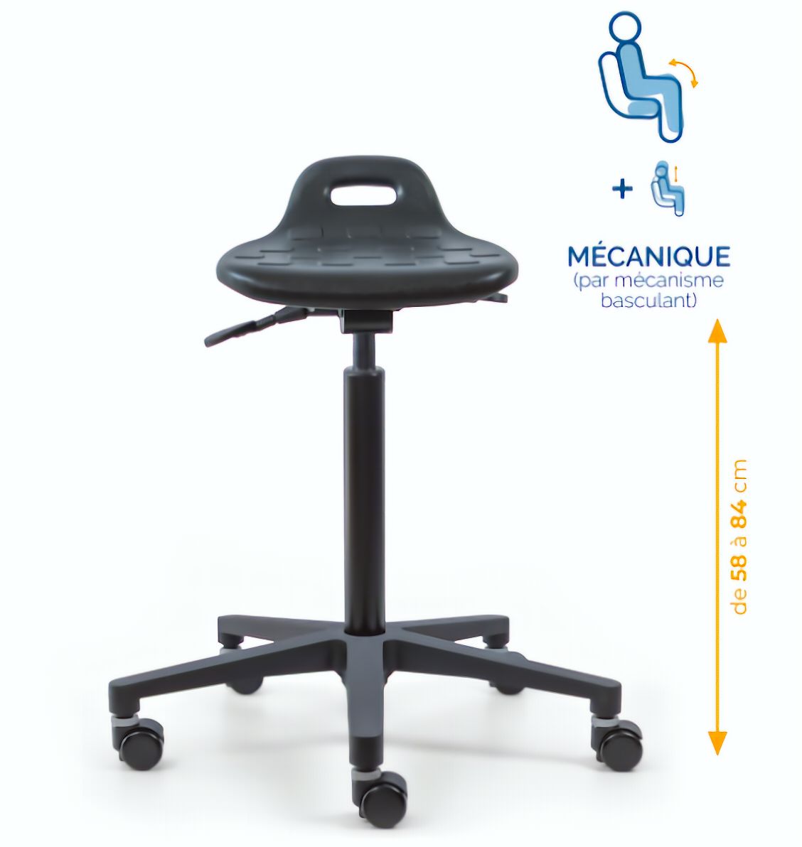 Assis-debout; chaise; chaise atelier; siège atelier