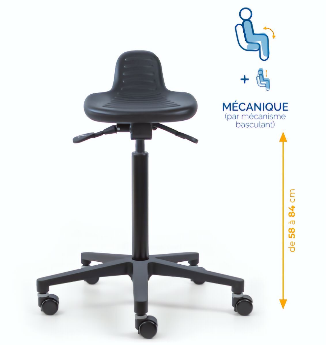 Assis-debout; chaise; chaise atelier; siège atelier