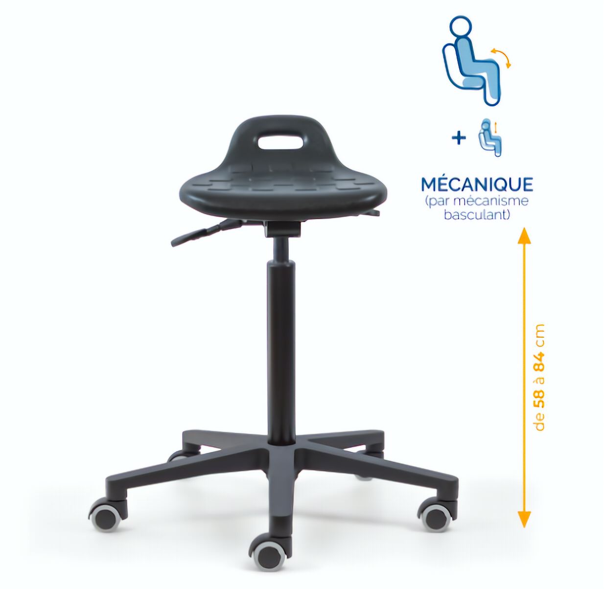 Assis-debout; chaise; chaise atelier; siège atelier