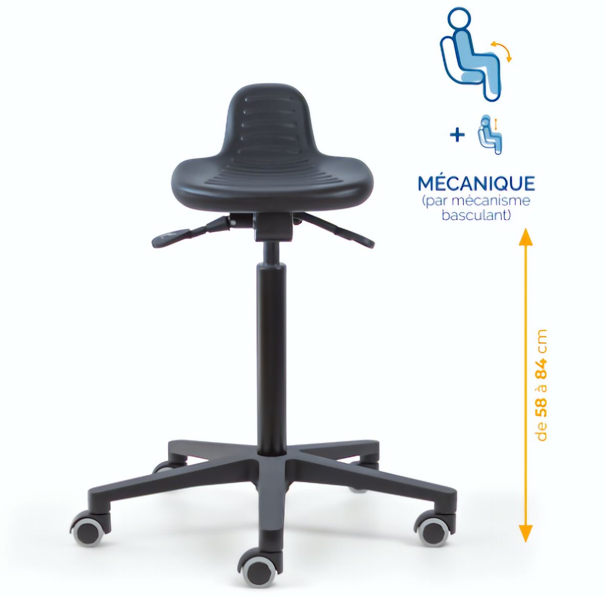 Assis-debout; chaise; chaise atelier; siège atelier