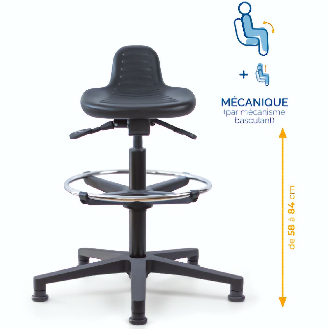 Assis-debout; chaise; chaise atelier; siège atelier