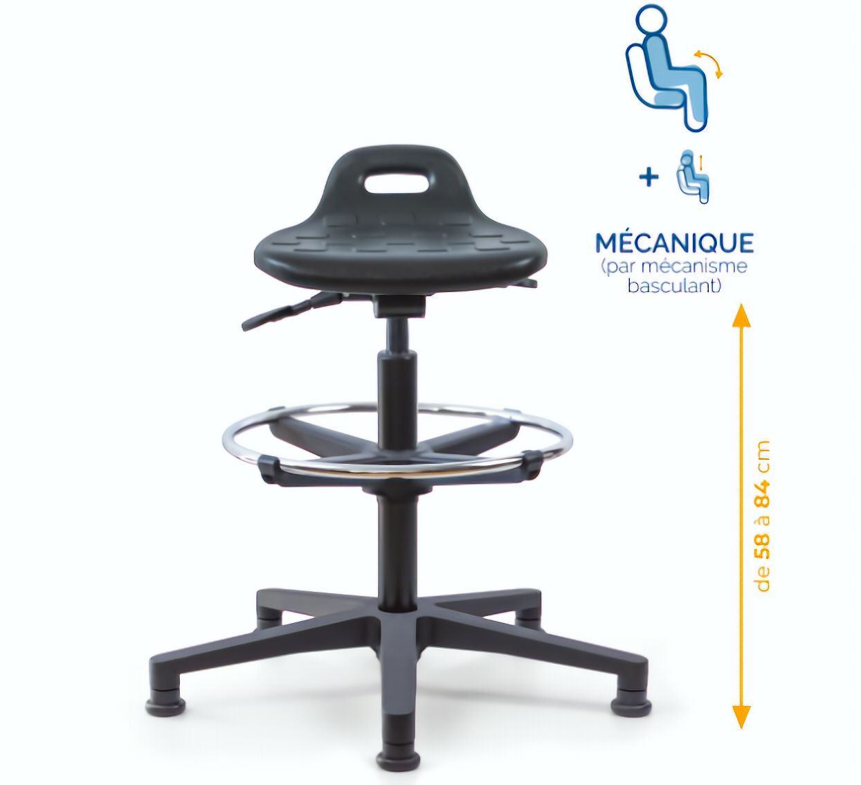 Assis-debout; chaise; chaise atelier; siège atelier