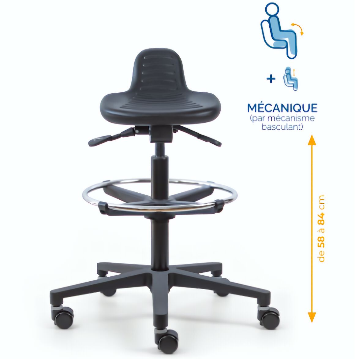 Assis-debout; chaise; chaise atelier; siège atelier