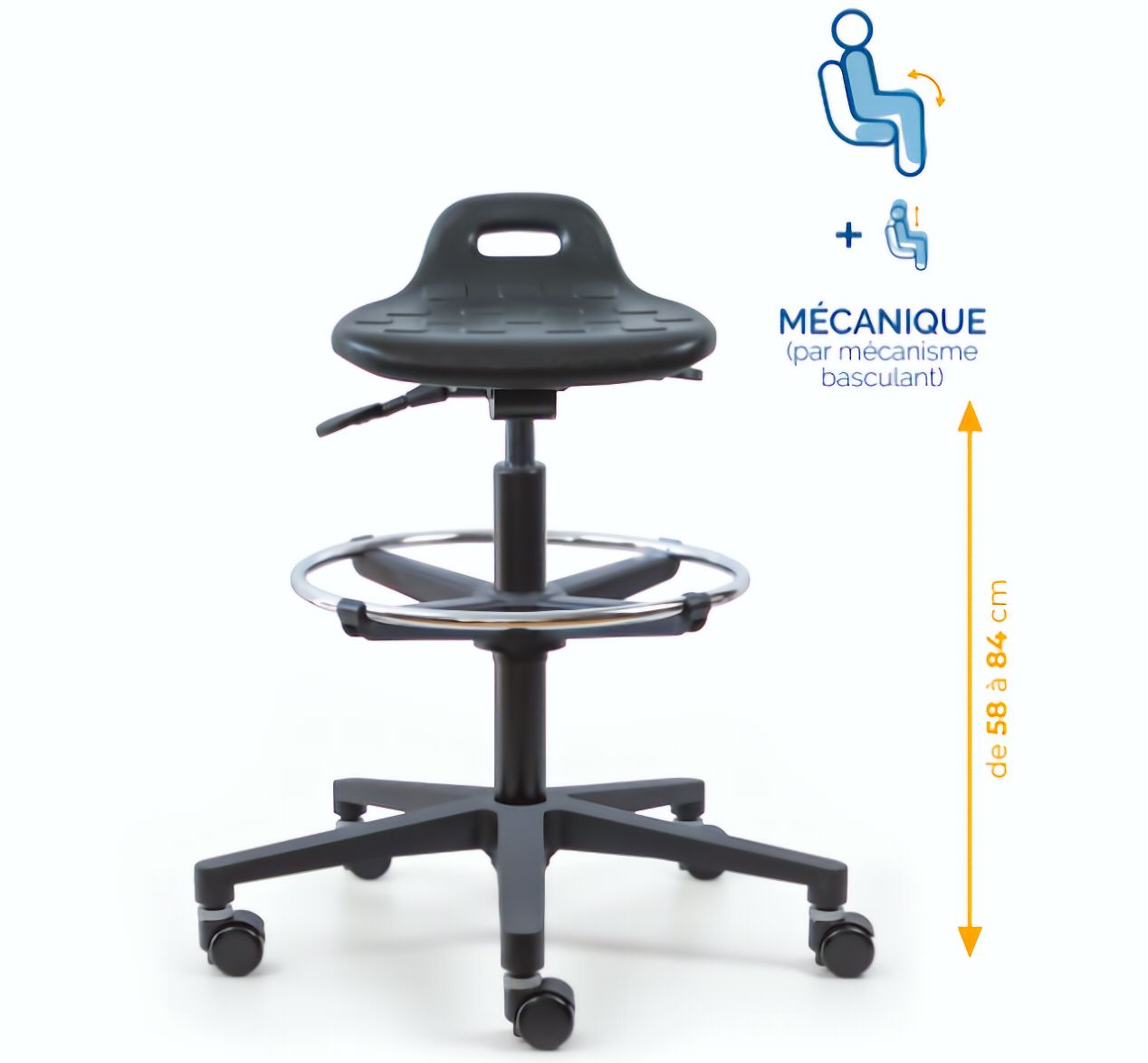 Assis-debout; chaise; chaise atelier; siège atelier