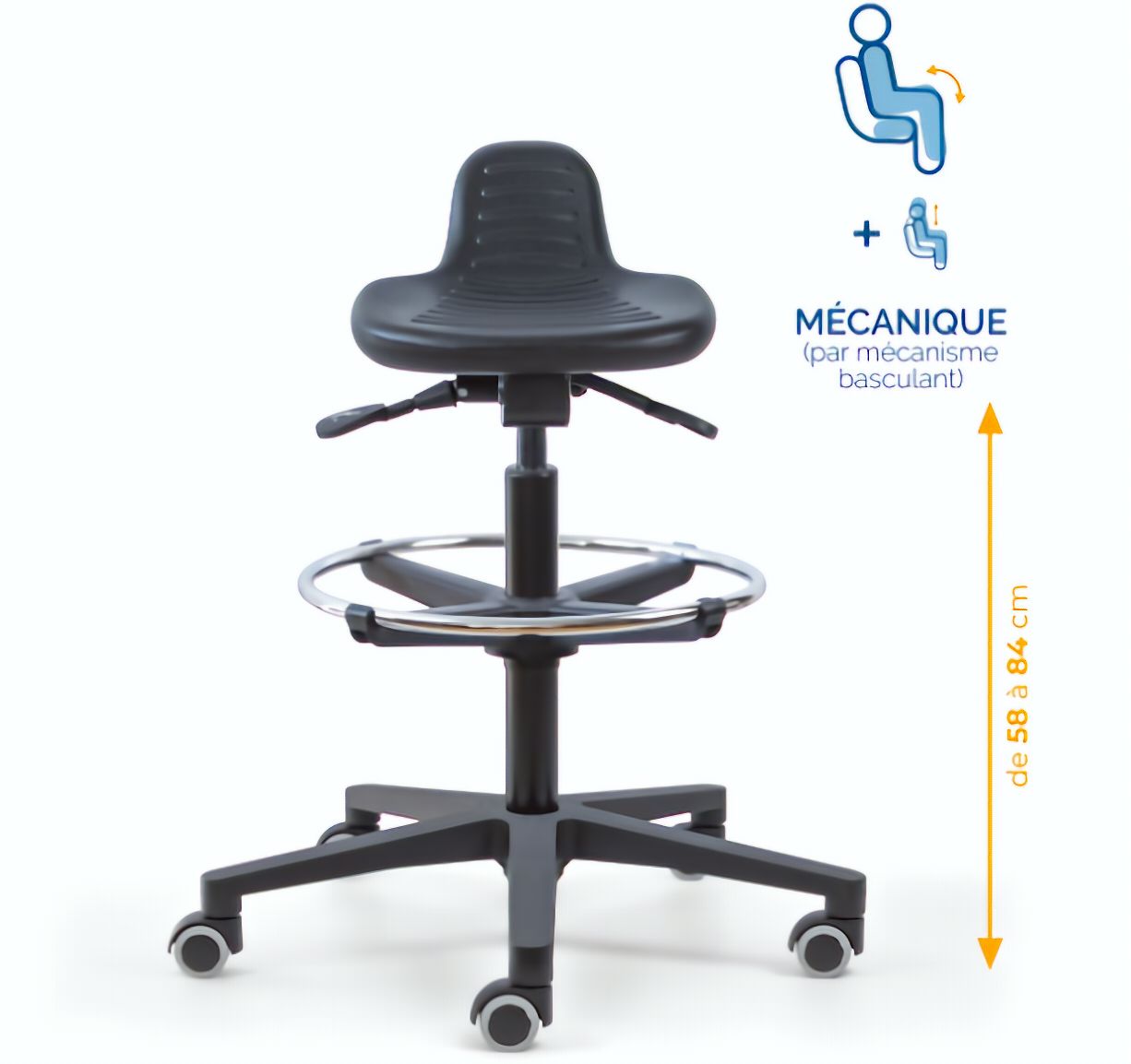 Assis-debout; chaise; chaise atelier; siège atelier