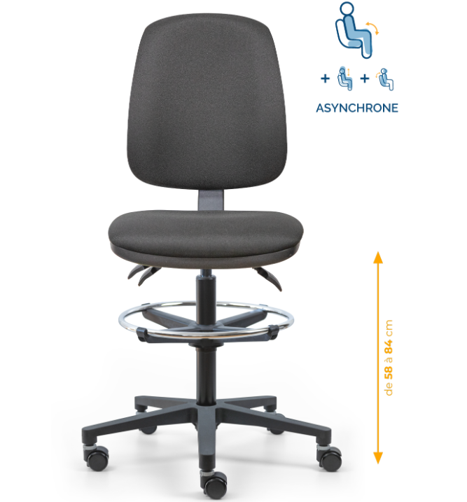 chaise de caisse, siège de caisse, chaise agent de caisse, chaise caissière, siège de caisse ergonomique, chaise en tissu de caisse, chaise supermarché, mobilier de bureau, Besançon