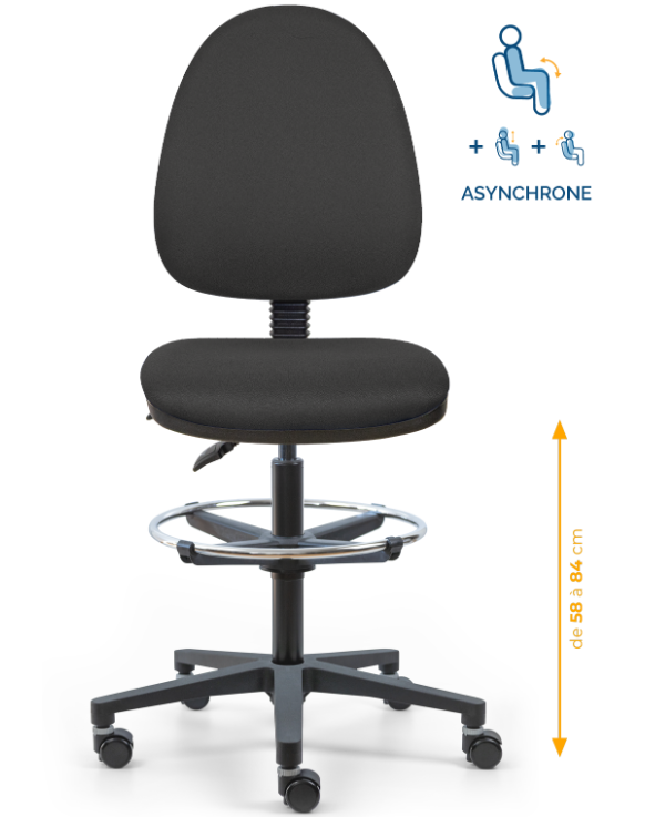 chaise de caisse, siège de caisse, chaise agent de caisse, chaise caissière, siège de caisse ergonomique, chaise en tissu de caisse, chaise supermarché, mobilier de bureau, Besançon