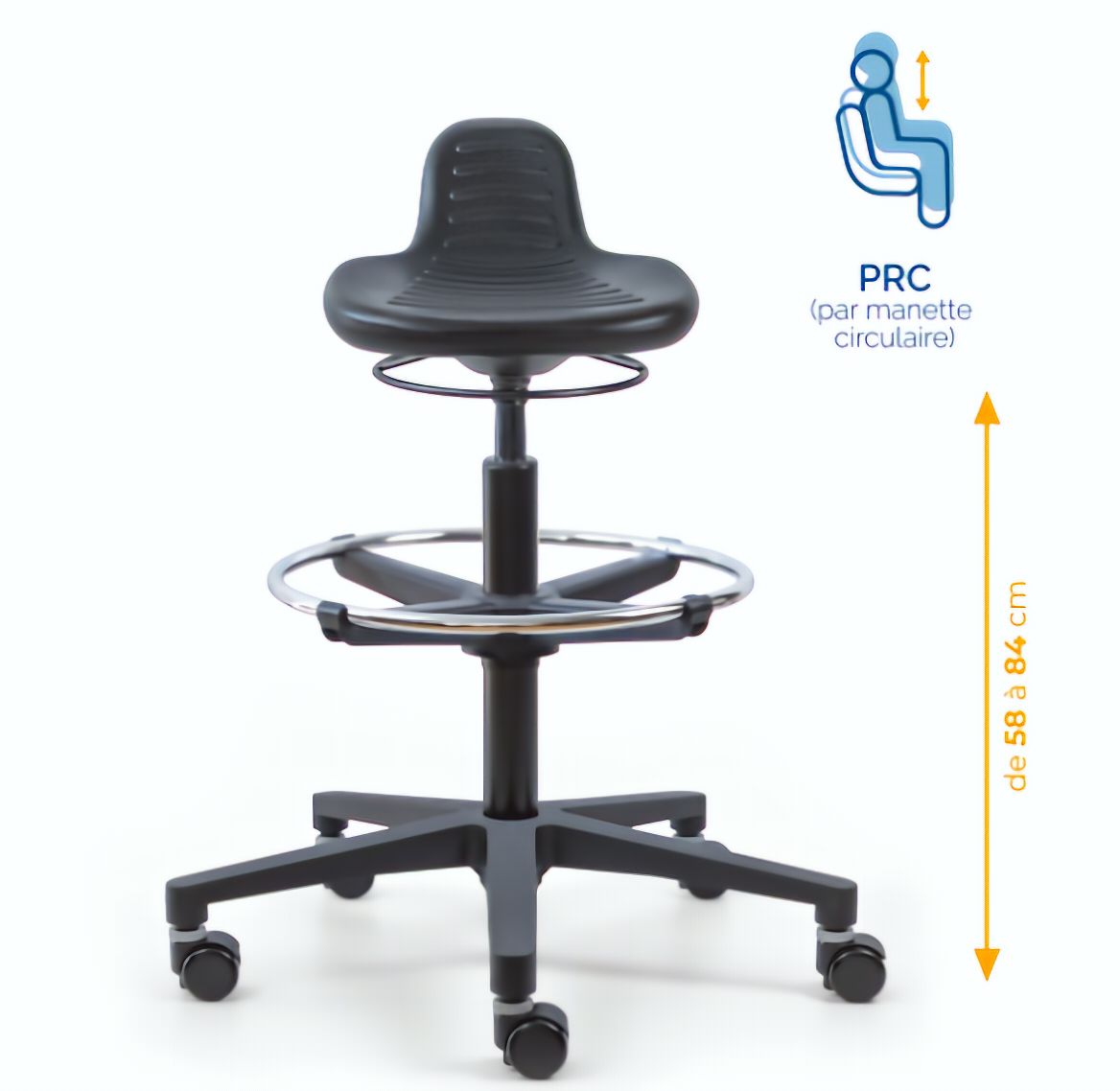 Assis-debout; chaise; chaise atelier; siège atelier